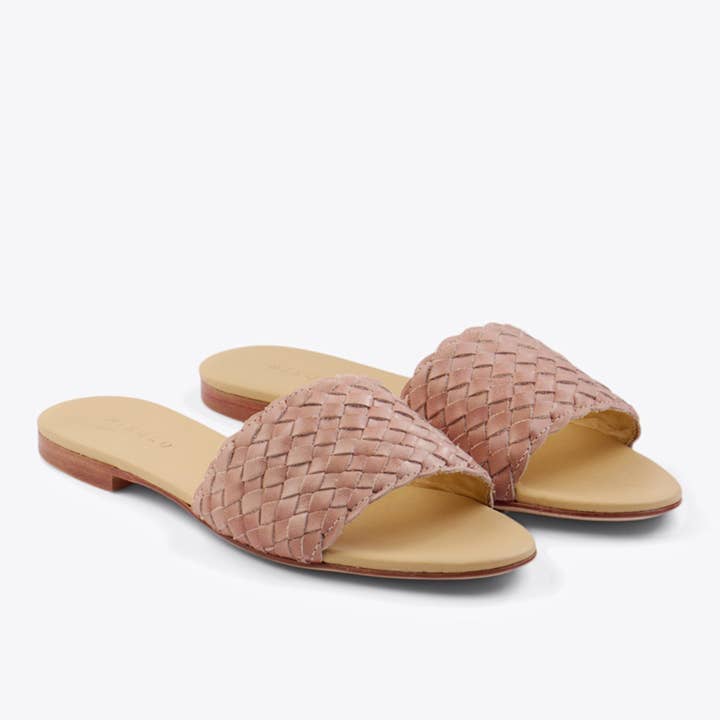 Isla Woven Slide Sandal Woven Desert Rose for wholesale by Nisolo