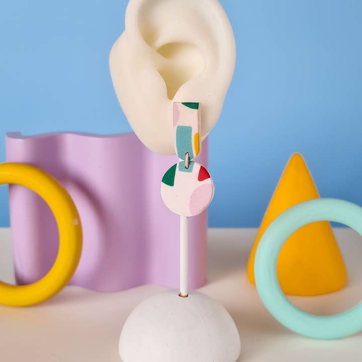 Mono - Wholesale Dangle Earrings - colorful patterned handmade clay earrings in 19 varieties30