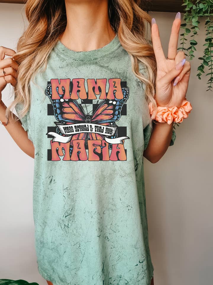 Mama Mafia Comfort Colors Oversized Tshirt for wholesale by Three Sisters Design