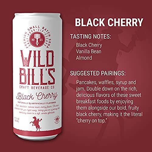 Wild Bill’s Craft Beverage Co. - Wholesale Soda/Carbonated Drink - Black Cherry - Premium Cane Sugar Soda, 12-Pack, Cans