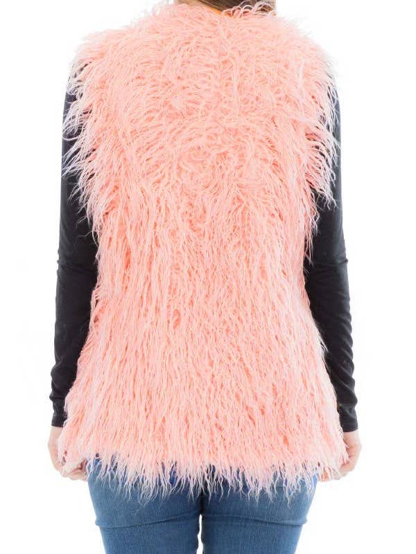 Cap Zone - Wholesale Outerwear Vest - Women's - Shaggy Faux Fur Vest With Hook And Pockets3