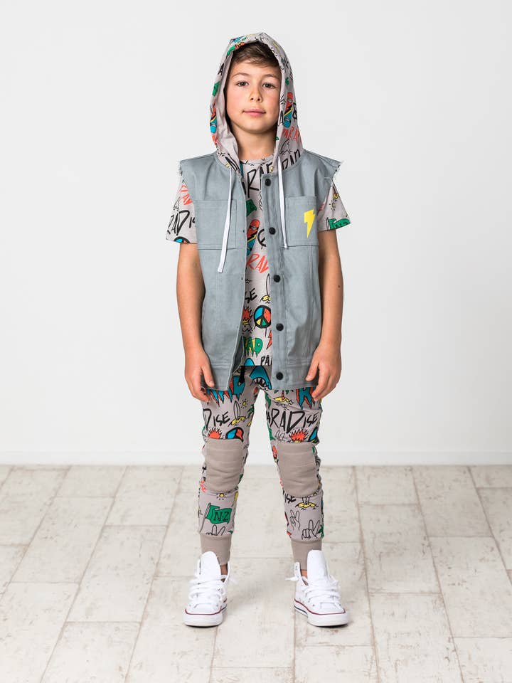 RD1413 SWEAT À CAPUCHE EN JEAN PAIX pour la vente par Radicool Kids