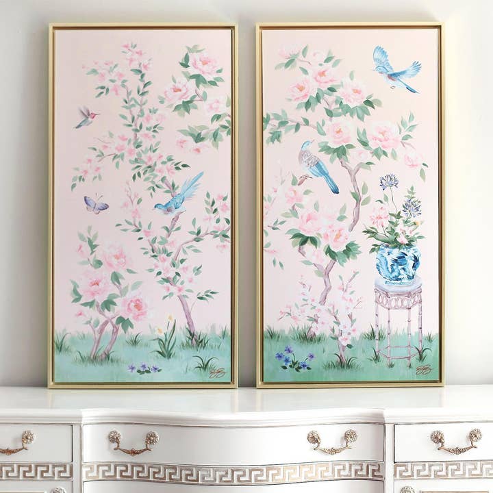 Elizabeth Alice Studio - Wholesale Art Print - April, a pink chinoiserie canvas wrap6