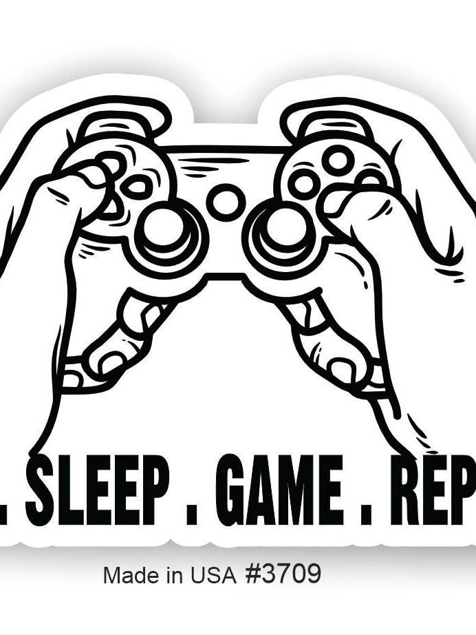 Eat. Sleep. Game. Repeat Sticker for wholesale by Big monkey