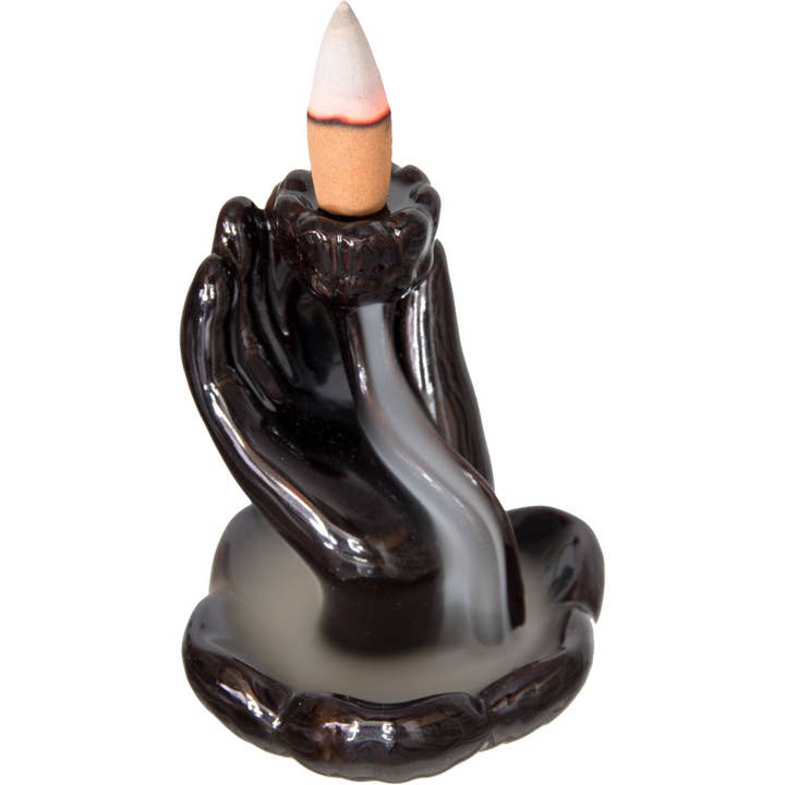 Ceramic Backflow Incense Burner - Small Mudra Hand (Each) for wholesale by Kheops International