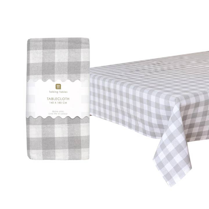 Mantel de tela de vichy gris y blanco | Primavera | Verano para venta al por mayor de Talking Tables EU