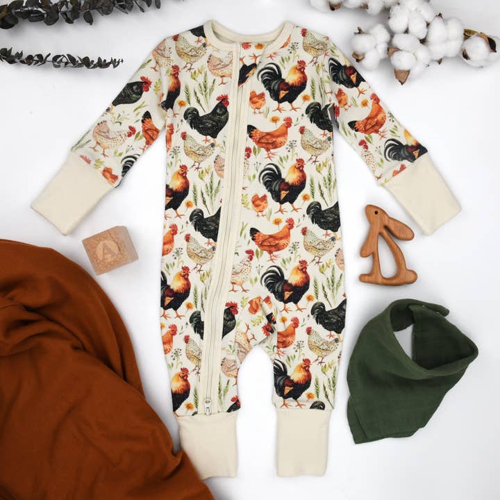 Earthy – wholesale Nattdräkt – Baby – Babypyjamas i ekologisk bomull 2-vägs dragkedja, korn