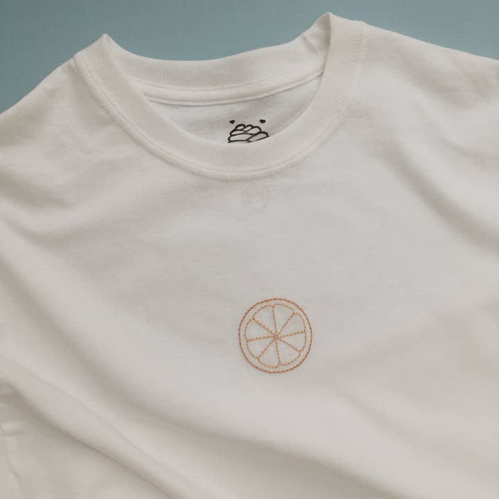 embroidered orange slice t-shirt for wholesale by HemmorBroids