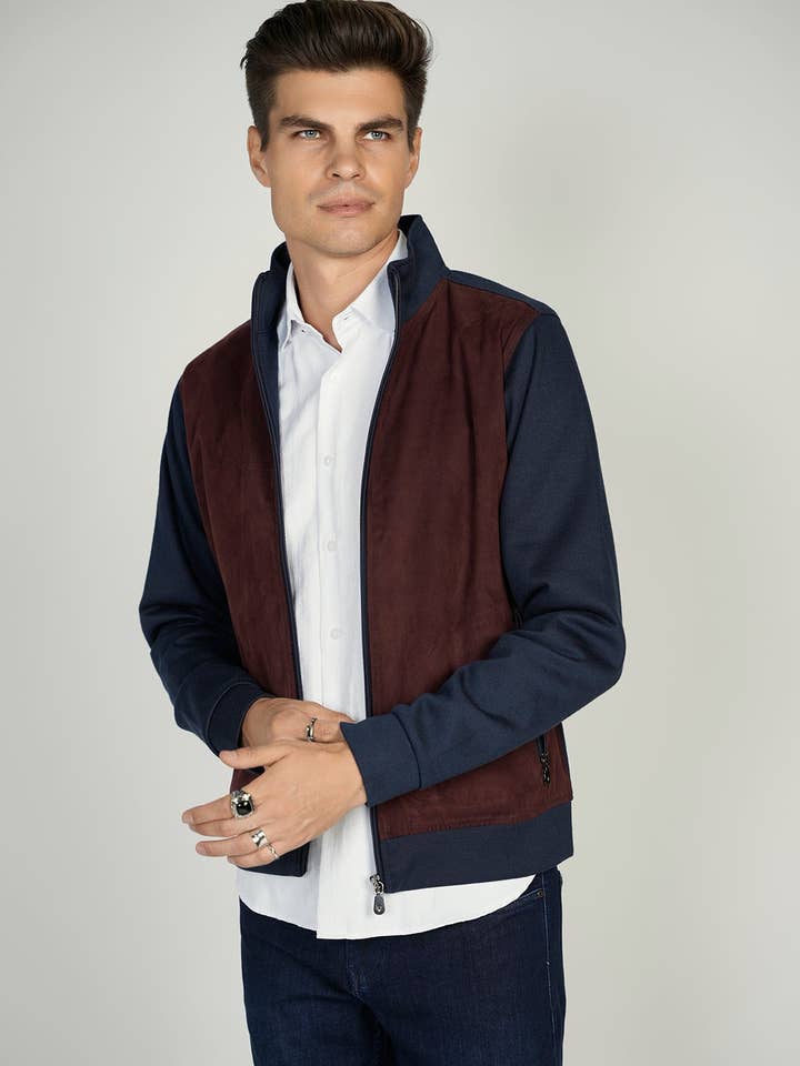 Marinblå mockajacka för wholesale av Luchiano Visconti