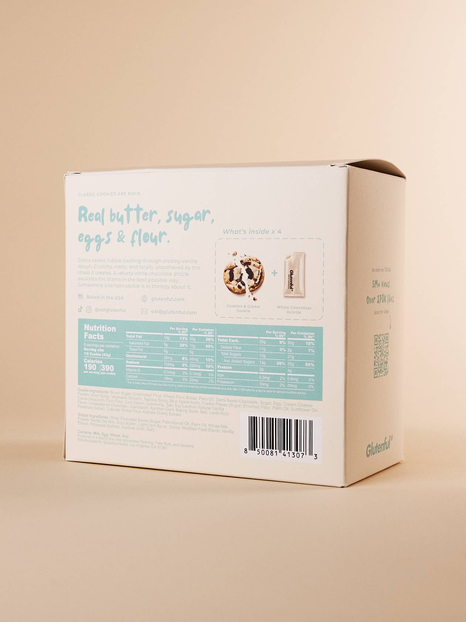 Glutenful - Wholesale Cookie - 4-Pack Cookies & Cream Cookies with Drizzle Packets1