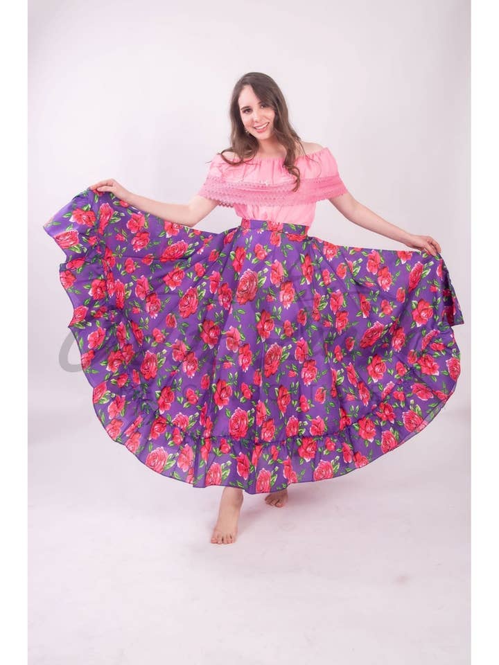 Cielito Lindo – Engroshandel Nederdel - Dame – Mexicansk Folklorico sort blomsternederdel2