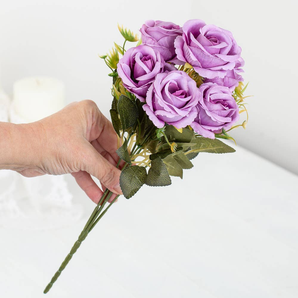 Factory Direct Craft - Wholesale Artificial Flowers - 13-inch Artificial Roses Nosegay Bush - Select Color5