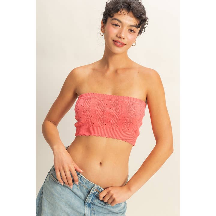HYFVE - Wholesale Tank Top - Women's - DZ23A821-Strapless Pointelle Crop Top