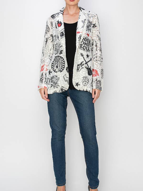 Glam Sequin Embellished Lace Blazer Jacket - 4800IV RNR for wholesale on Faire0