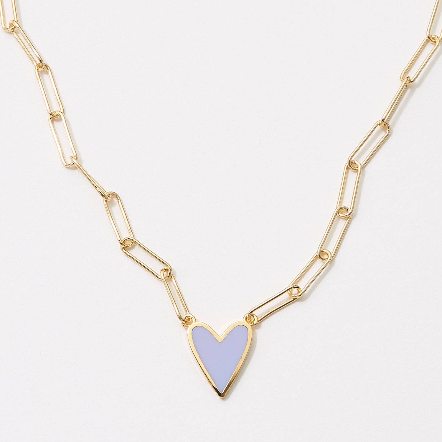 Frem - Vente Colliers à pendentif - Collier à chaîne en forme de cœur avec pendentif en émail et trombones trempé dans de l'or4