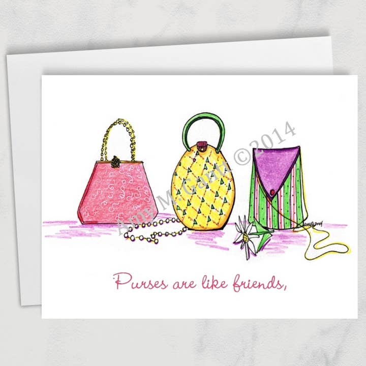 Friendship - Pretty Purses Greeting Card for wholesale by Lula Bell Cards and Gifts