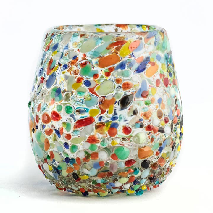 MEXTEQUIL - Wholesale Shot Glass - Hand-Blown Shot Glasses - Set of 4 - 2 Oz- Barrel Confetti