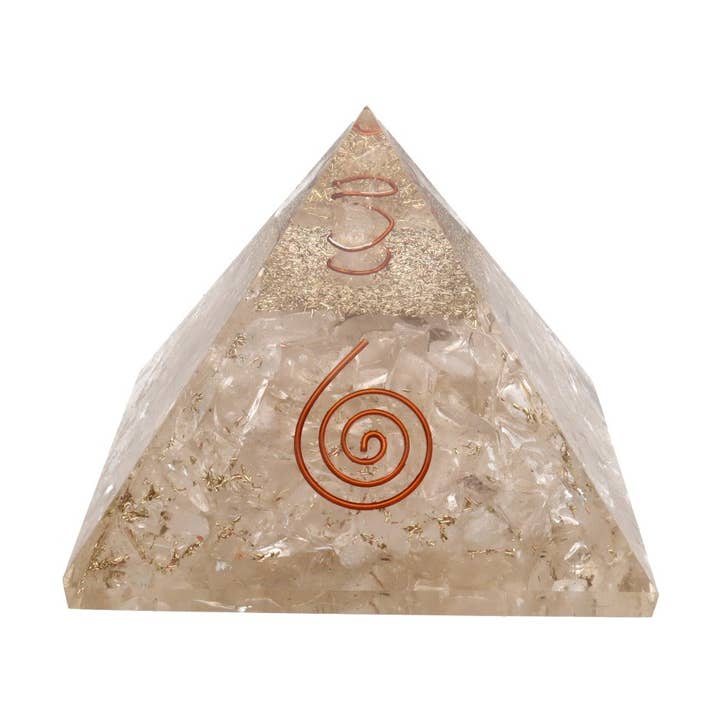 Orgonite Quartz Pyramid in Resin with Spiral 7x7cm for wholesale by Vives de la Cortada S.L