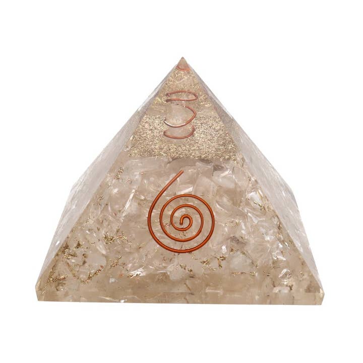 Pirámide Orgonita de Cuarzo en Resina con Espiral 7x7cm para venta al por mayor de Vives de la Cortada S.L