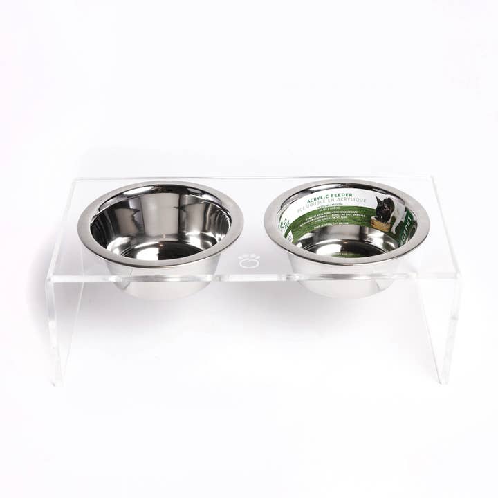 Acrylic Double Feeder - Clear for wholesale by GF Pet