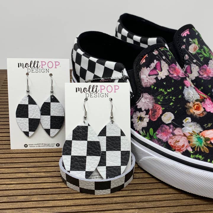 Foglia a quadri bianco e nero per la vendita all'ingrosso da parte di molliPOP Design