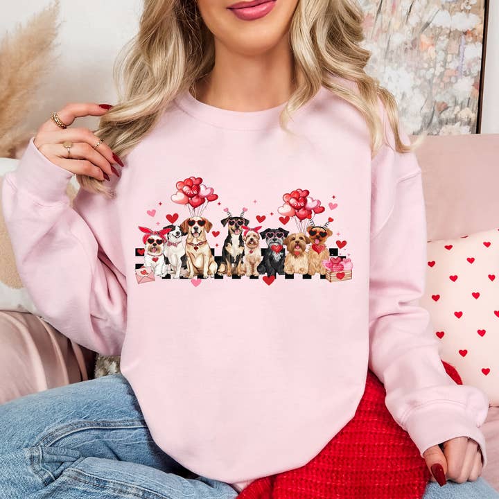 Puppy Love Valentine Crew for wholesale by The Print Genies