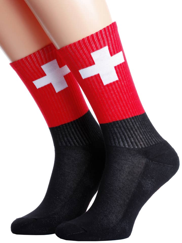 Chaussettes drapeau SWITZERLAND pour homme et femme pour la vente par Sokisahtel I BestSockDrawer