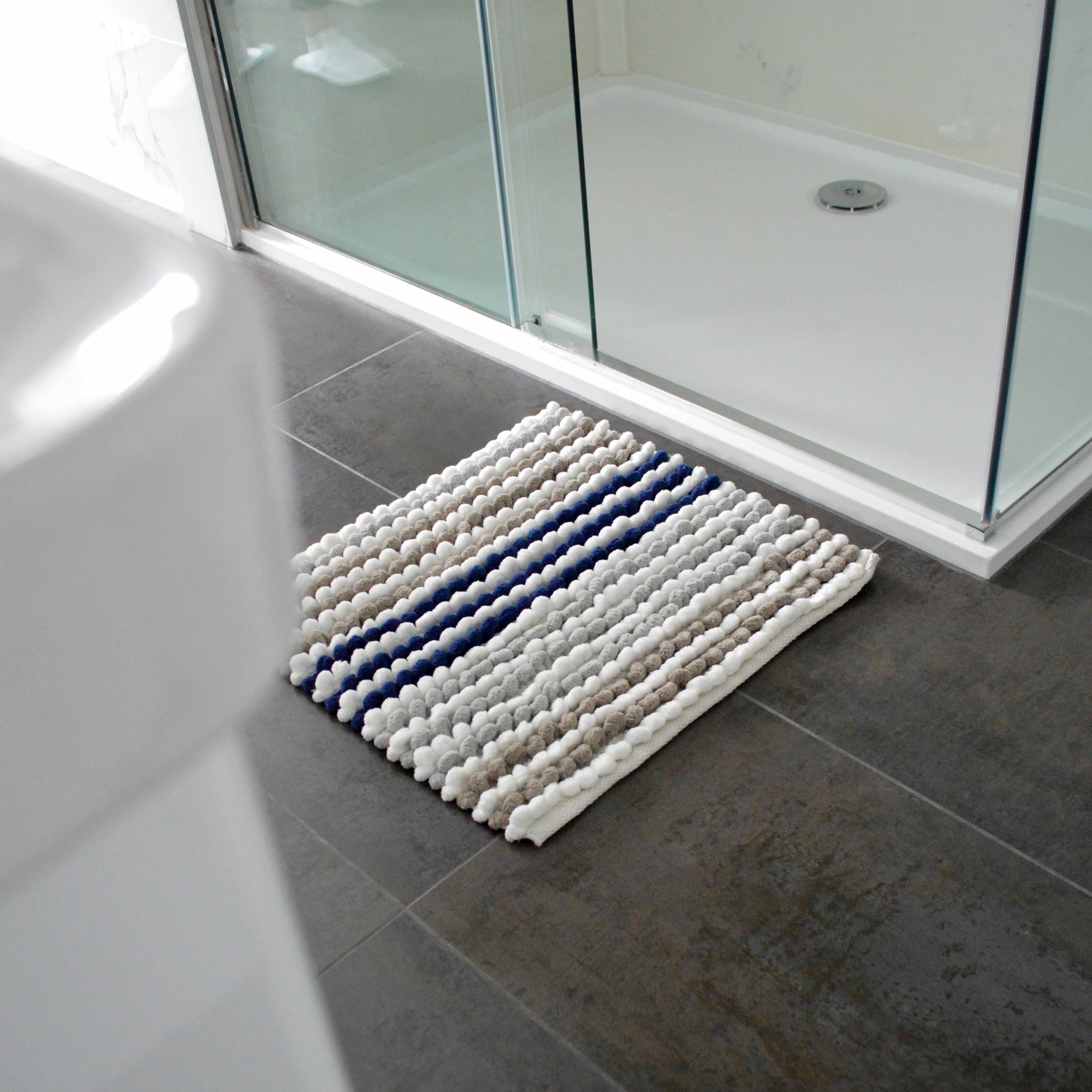 Allure Bath Fashions - Wholesale Bath Mat - Striped Chunky Bobble Shower Mat - Luxury Square Bath Mat4