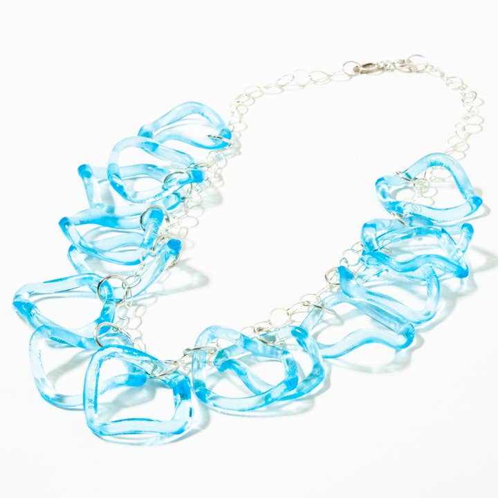 Smart Glass Recycled Jewelry - Wholesale Pendant/Charm Necklace - RUFFLE GIN NECKLACE Sterling | Sustainable | Botanical | USA