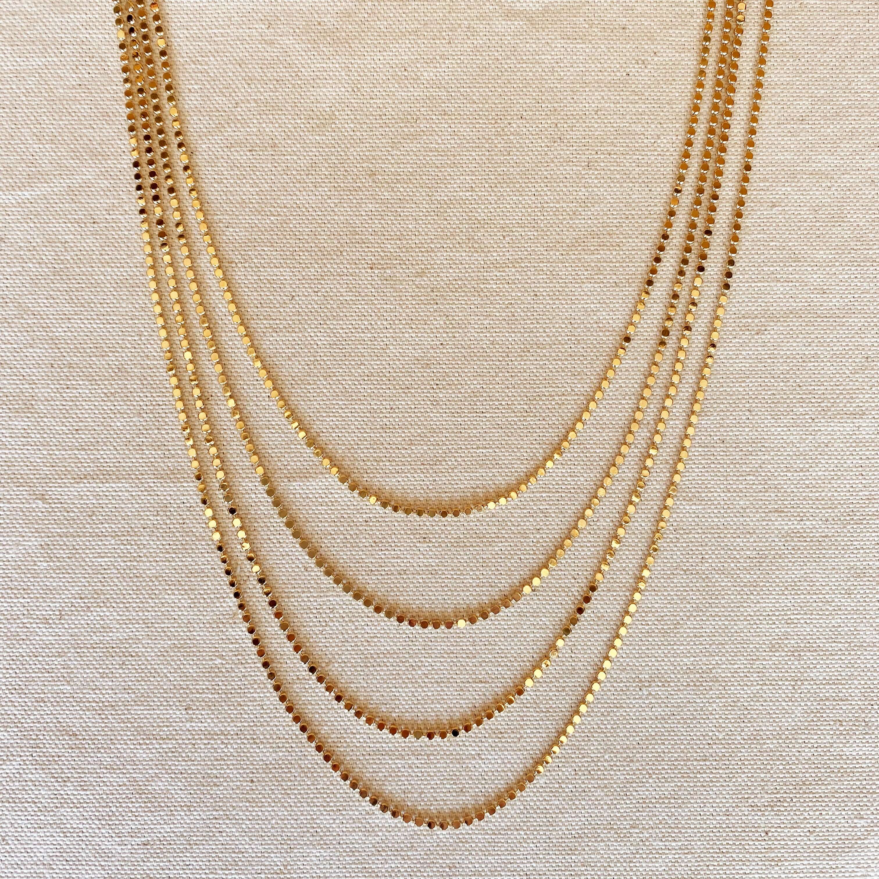 GoldFi - Wholesale Link & Chain Necklace - 18k Gold Filled 2mm Flat Ball Chain Necklace2