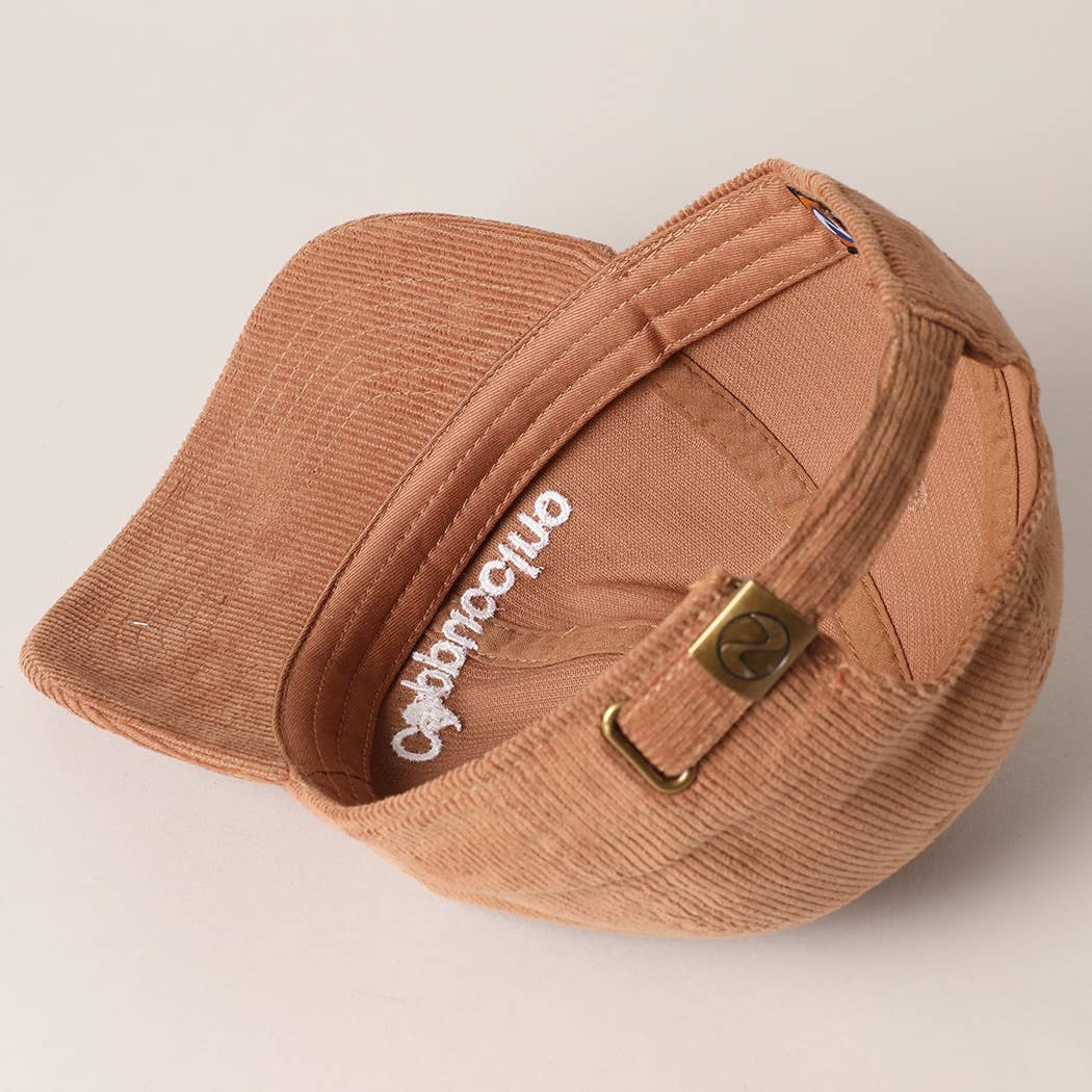Fashion City - Wholesale Baseball Cap - Women's - Cappuccino Letter Graphic Embroidery Corduroy Cap6