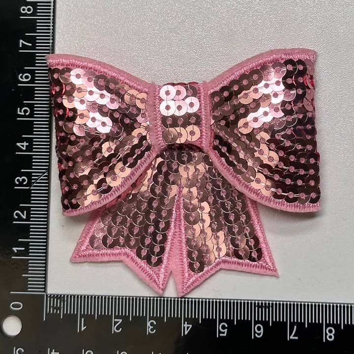 Aloe and Milk Boutique - Wholesale Patch - Sequin Bow Large Patch, sequin patch, bow patch, cheer patch