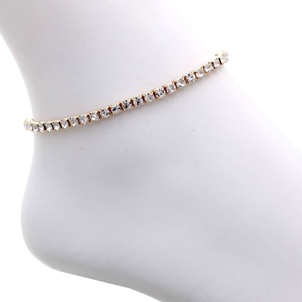 Western Fashion - Wholesale Anklet - Rhinestone Stretchy Anklet - 1 row1