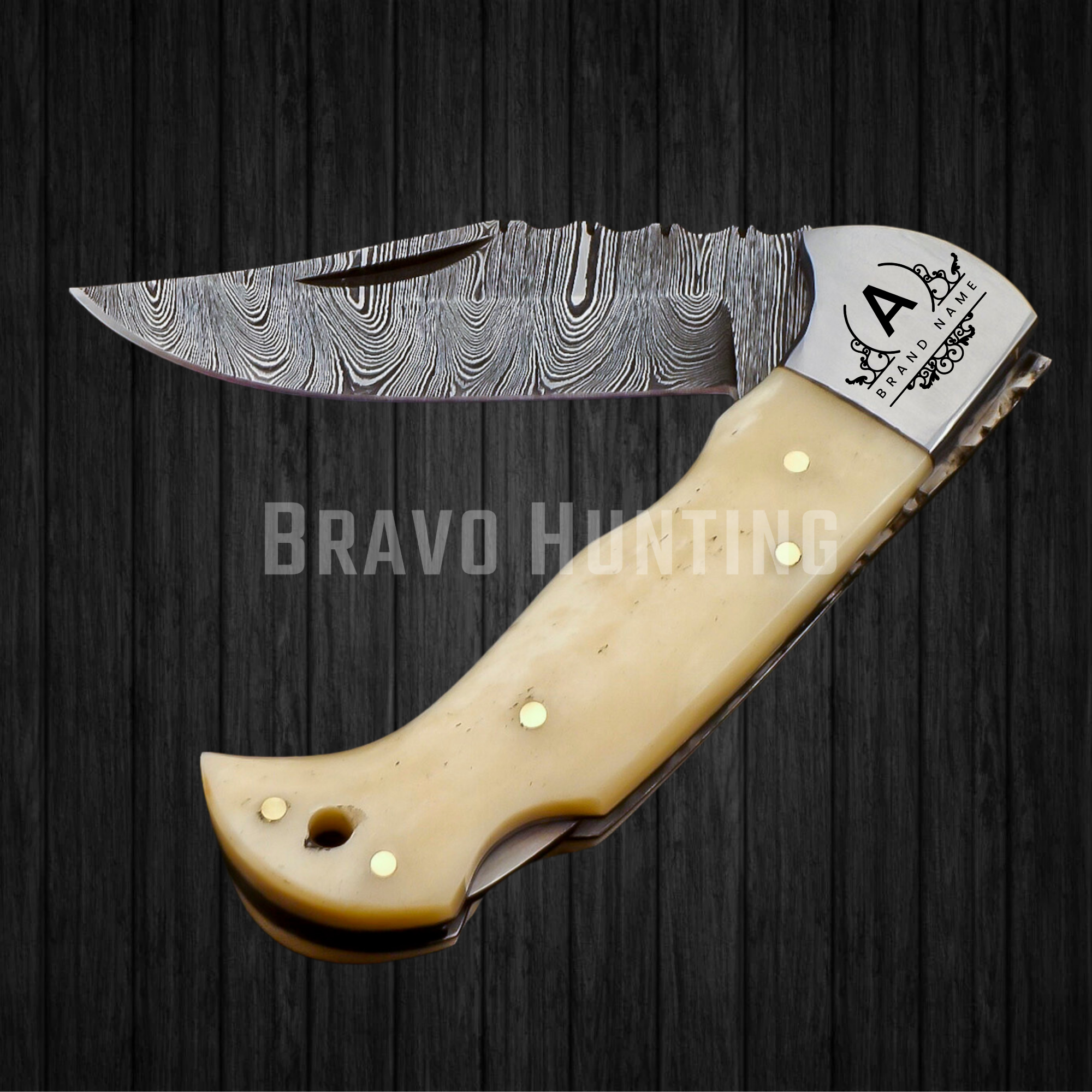 Bravohandicrafts - Vente Couteau de poche/étui - Couteau de poche pliant en acier damas - Idéal cadeau de Noël2