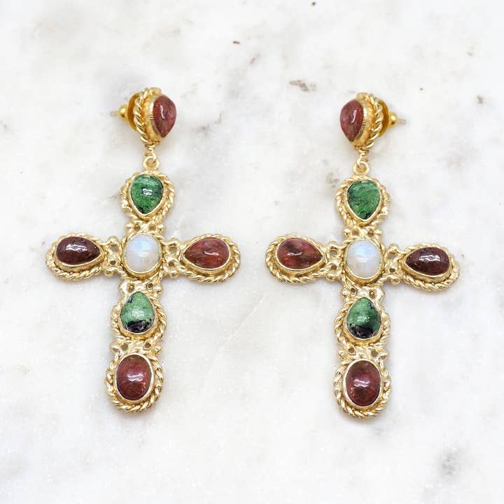 Pendientes de mujer NCE352RM con piedras semipreciosas para venta al por mayor de NIIKI PARIS