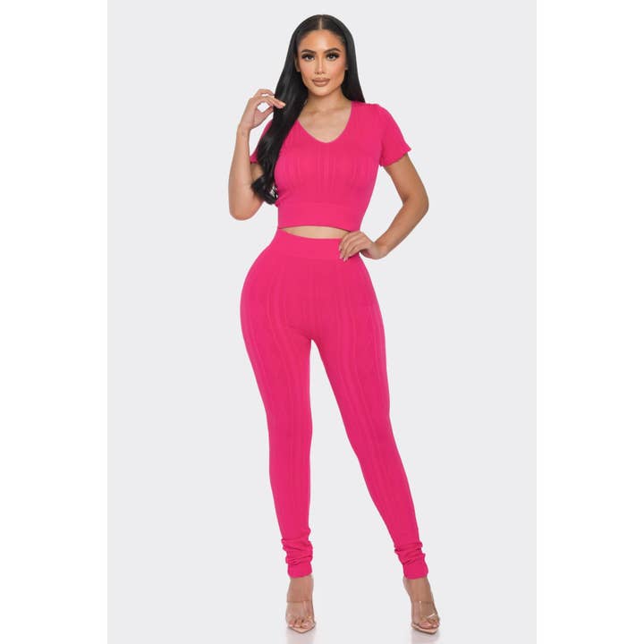 2-delt diamantprintet tekstureret striksæt med shorts for engroshandel hos To Star