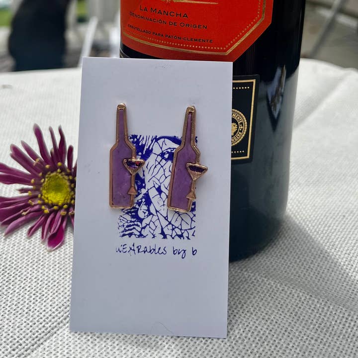 Wine lover earrings 251 for wholesale by WEARABLES BY B LLC