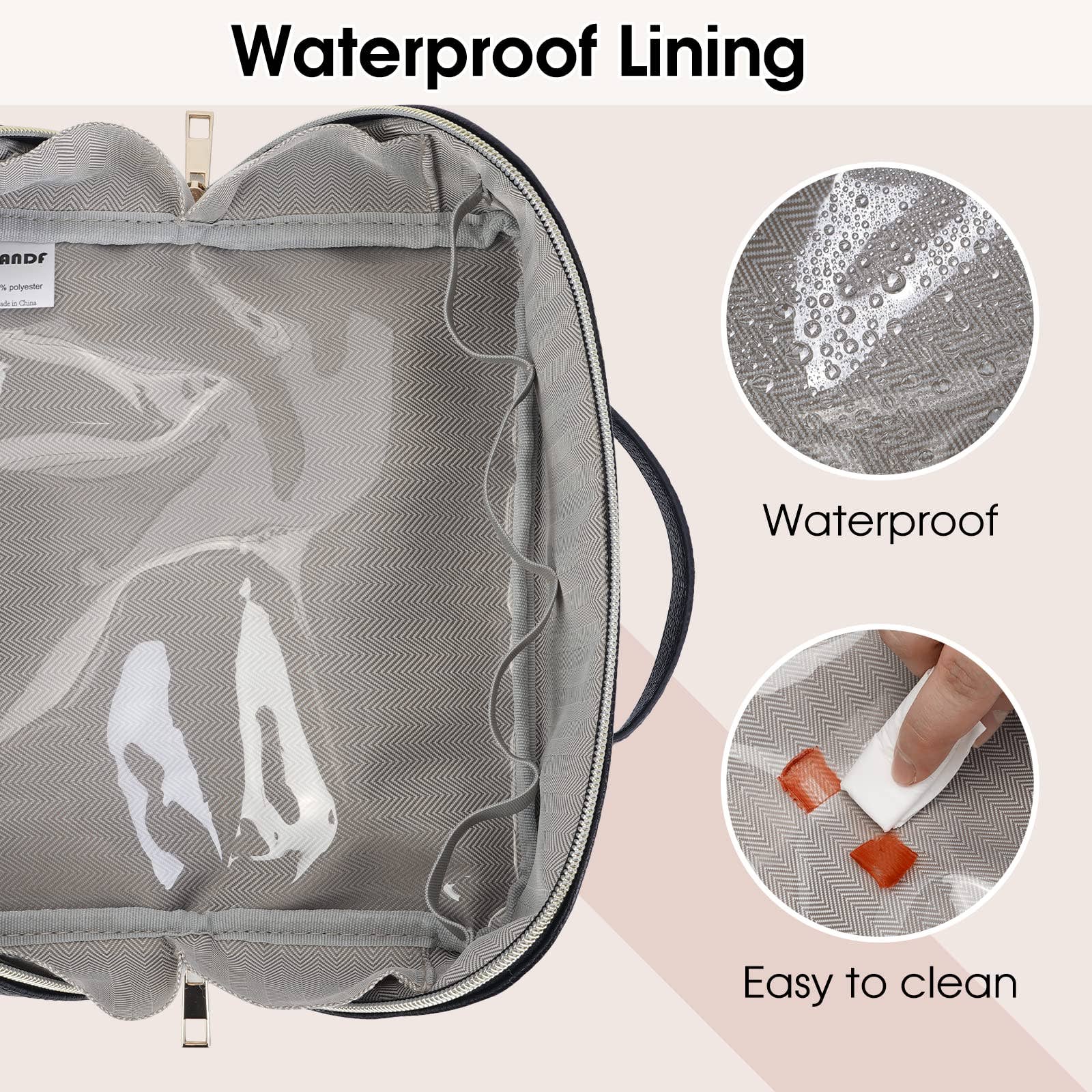 wandf - Venta al por mayor Bolsa para maquillaje - Bolsa de maquillaje de cuero vegano plana abierta, bolsa cosmética con cremallera17