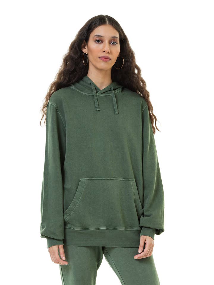 MAHA YOGI STONE HOODIE COFFEE YARN FRENCH TERRY - LEAF GREEN for wholesale by Maha Yogi