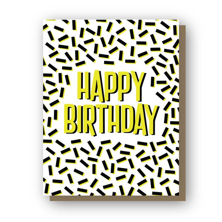 Carte d'anniversaire « Happy Birthday » sur le thème des années 90 en typographie pour la vente par Wishbone Letterpress