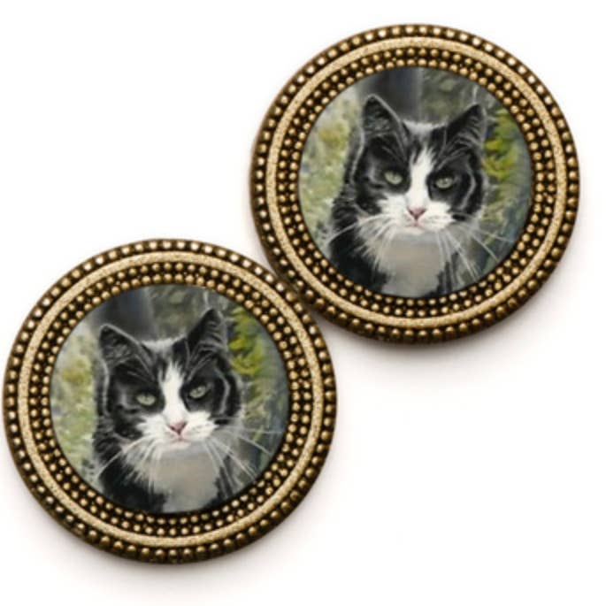 Max Cat Image GOLD Magnet Button Pin Set for wholesale by MagneButton