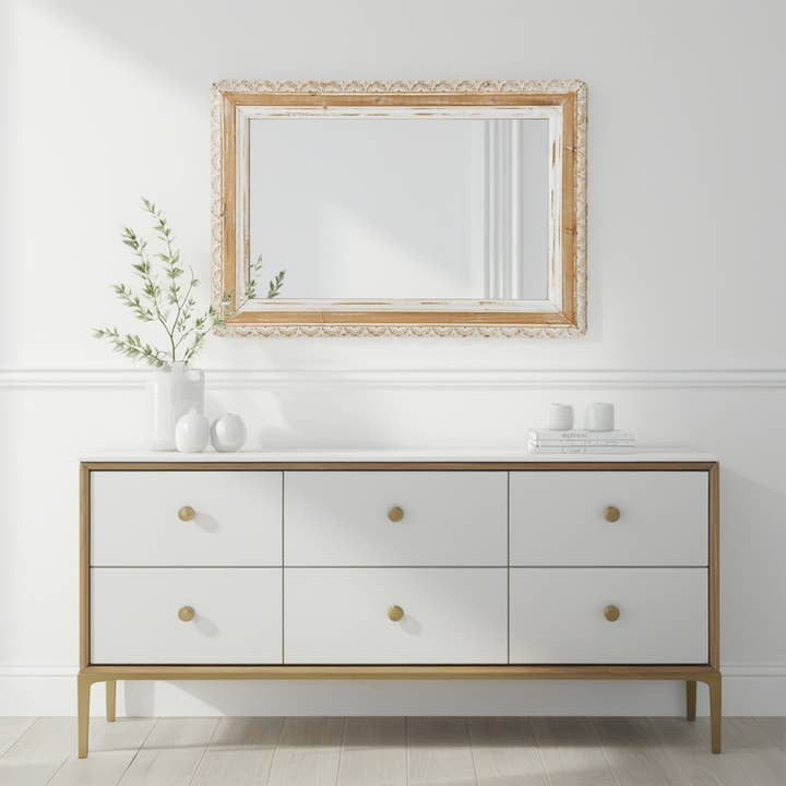 Paris Loft Inc - Wholesale Wall Mirror - PARISLOFT Rectangle Wall Mirror with Carved Wooden Frame