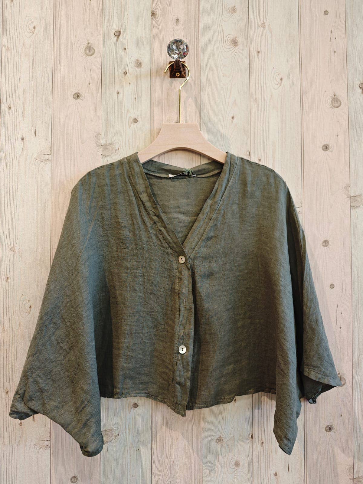 Linen & More - Wholesale Blouse - Dames - Kortelastische blouse met korte mouwen van 100% linnen1