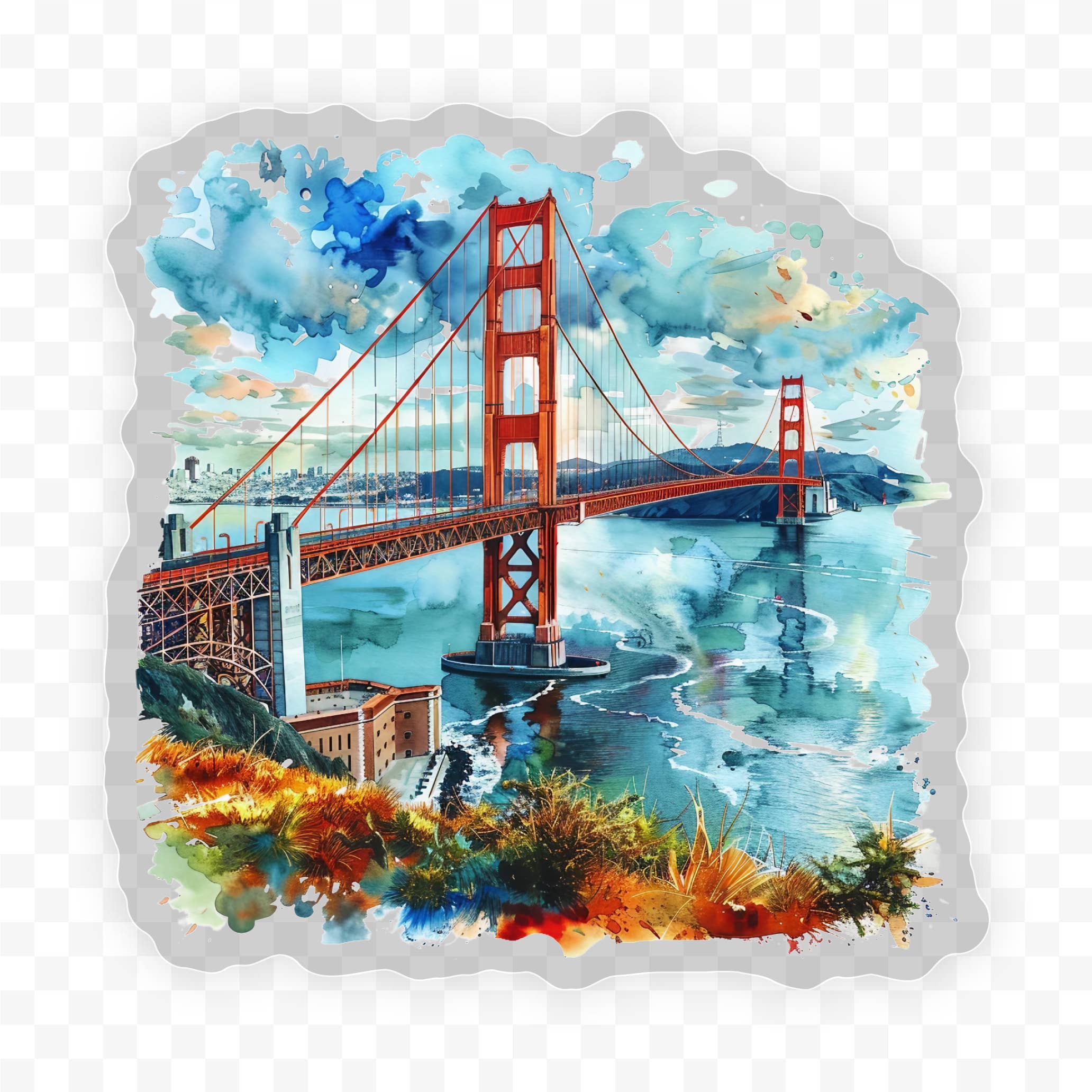 Savannah and James Co – wholesale Klistermärke – Golden Gate-bron Klar Vinyl, Klistermärke, 3x3 tum.0