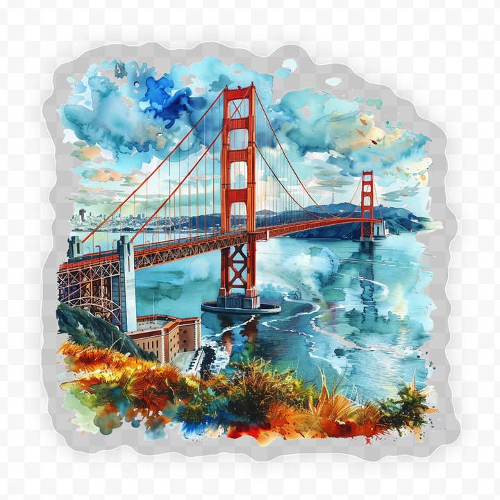 Savannah and James Co – Großhandel Aufkleber – Golden Gate Bridge Klarsicht-Vinyl, Aufkleber, 3x3 Zoll.0