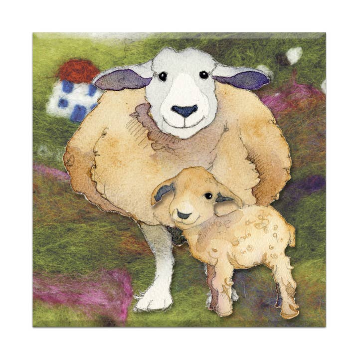 Emma Ball Ltd - Vendita all'ingrosso Calamite - Magnete in feltro con pecora e agnello