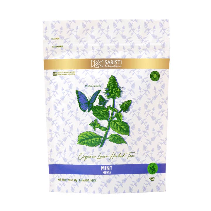 Chá de ervas orgânico SARISTI MINT, folhas soltas 40 g por atacado de SARISTI