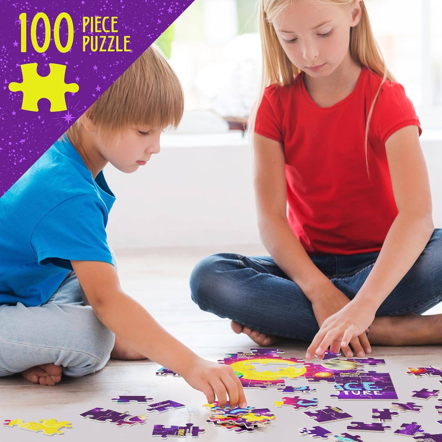 Dan&Darci - Wholesale Puzzle - Kids - Glow in The Dark 100 Piece Galaxy Jigsaw Puzzle for Kids3