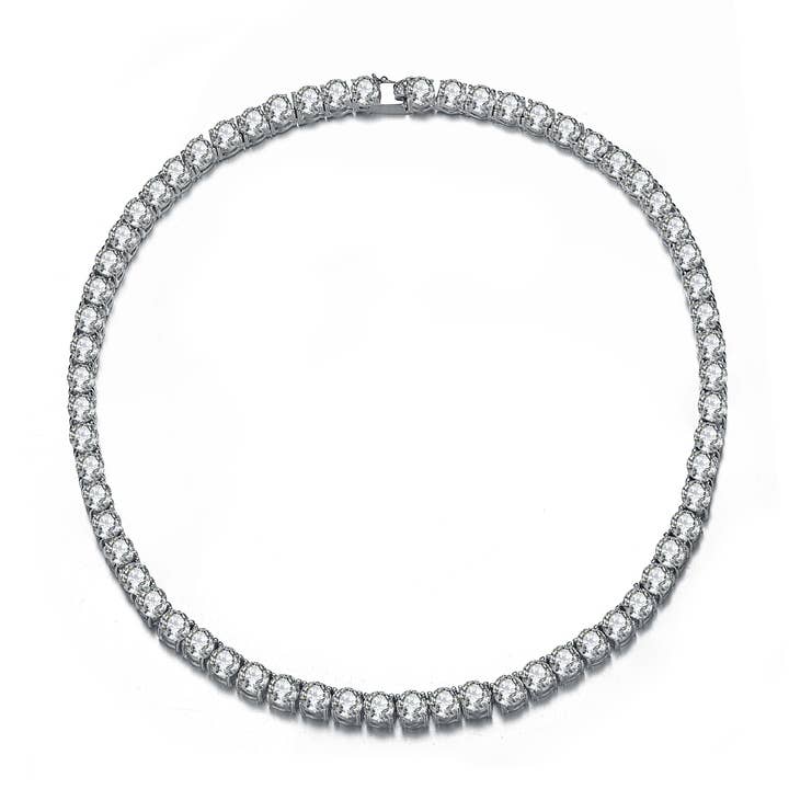 Collier de tennis en argent sterling et zircone cubique de 8 mm (2027) pour la vente par Genevive