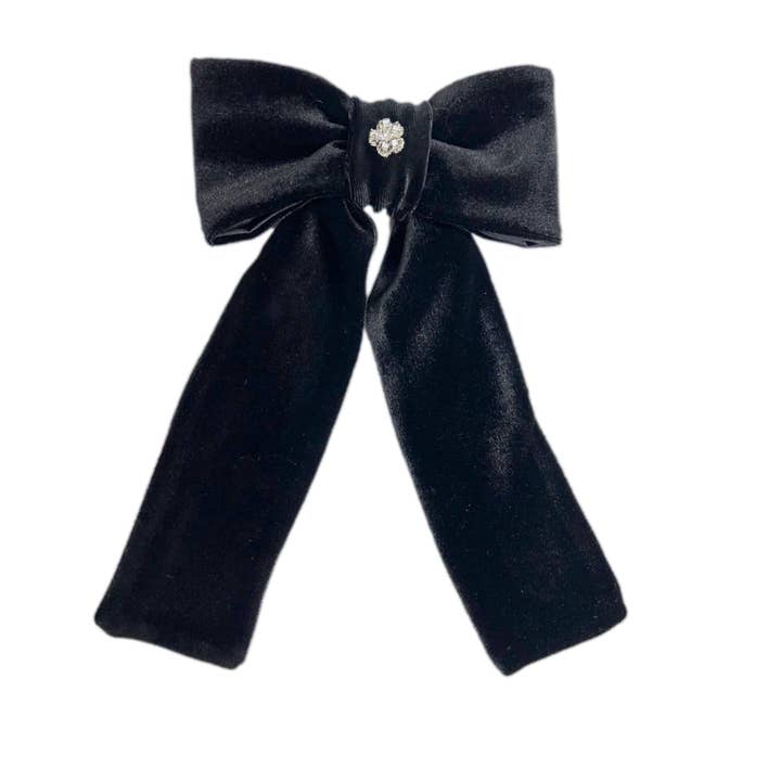 Aurora Black Ceremony Velvet Hair Bow for wholesale by Petite Maison Kids